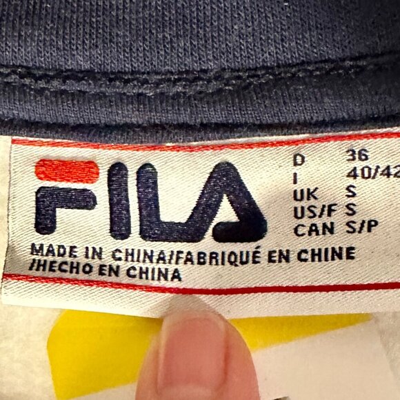 Fila Women's Fleece Pullover Sweatshirt Size S White With Blue Activewear Retro - Picture 3 of 13